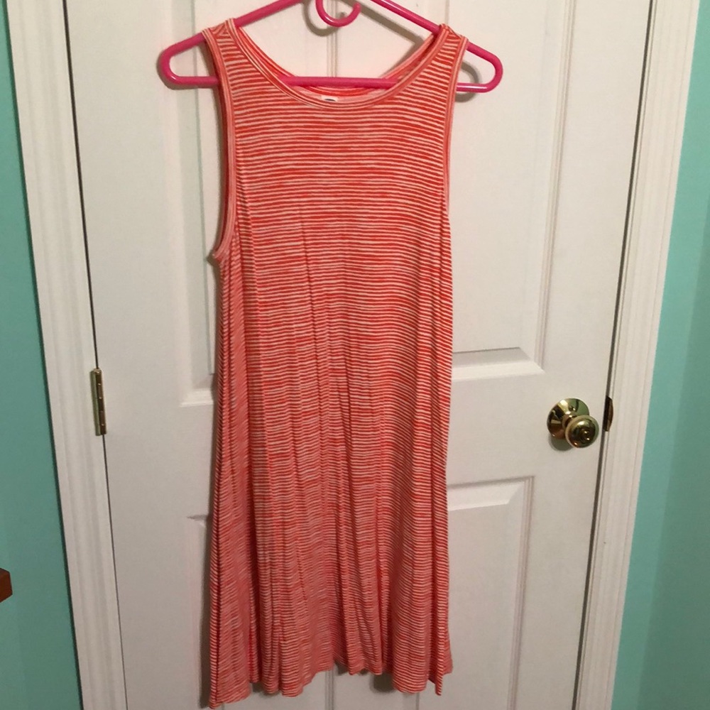 Orange Striped Skater Dress